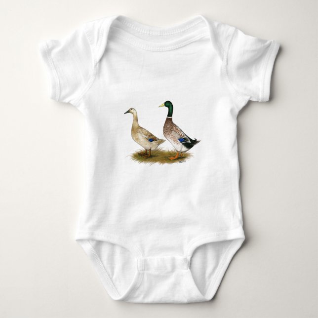 Ducks:  Silver Welsh Harlequin Baby Bodysuit (Front)