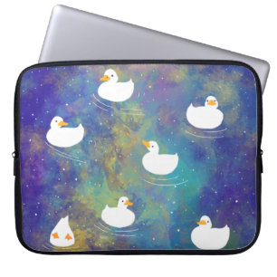 ducks swimming in space laptop sleeve