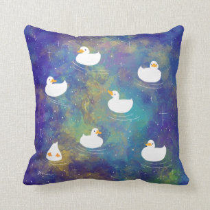 ducks swimming in space throw pillow