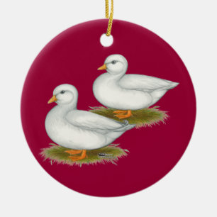 Ducks:  White Calls Ceramic Ornament