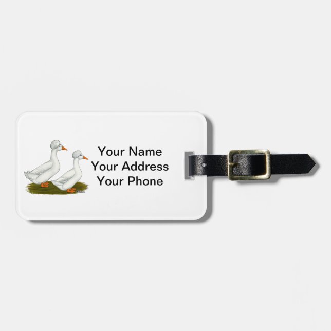 Ducks:  White Crested Luggage Tag (Front Horizontal)