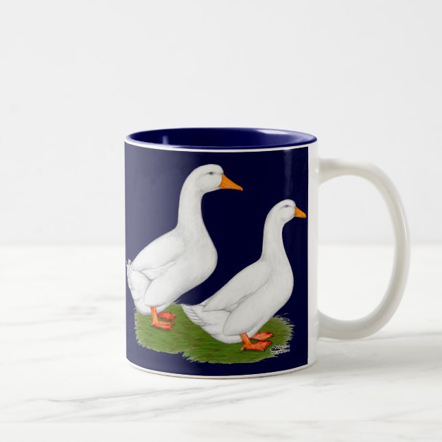 Ducks:  White Pekins Two-Tone Coffee Mug (Right)