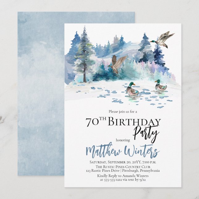 Ducks Woodland Forest Nature 70th Birthday Party Invitation (Front/Back)