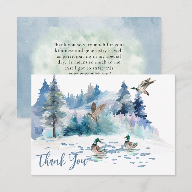 Ducks Woodland Forest Nature Thank You Card (Front/Back)
