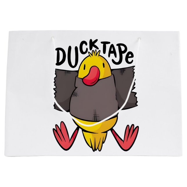 Ducktape Funny Kawaii Duck Wrapped in Tape  Large Gift Bag (Front)