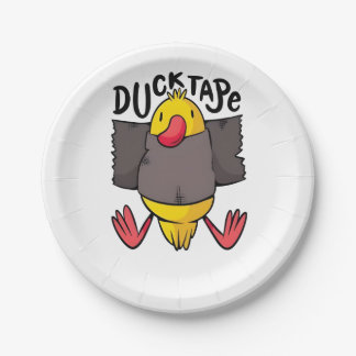 Ducktape Funny Kawaii Duck Wrapped in Tape  Paper Plate
