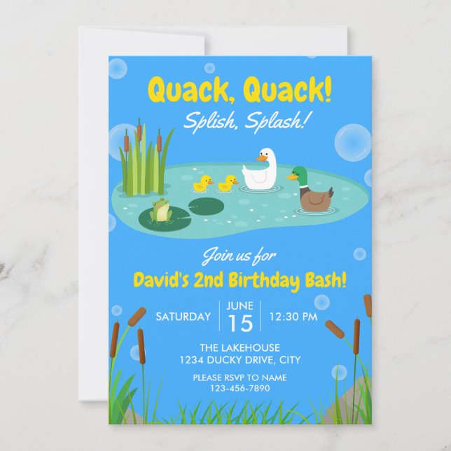 Ducky Birthday Invitation (Front)
