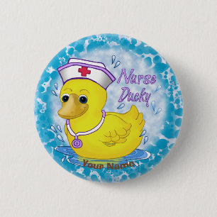 Ducky cute nurse  2 inch round button