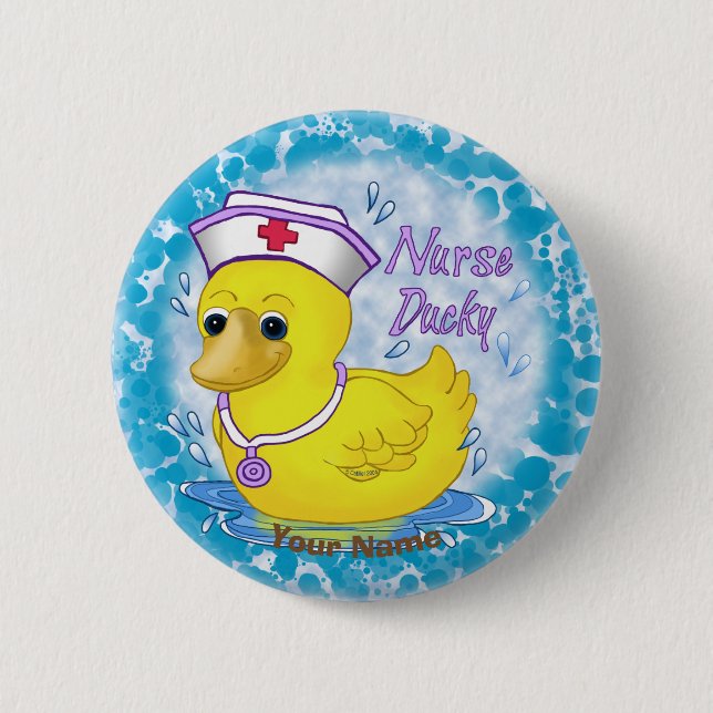Ducky cute nurse  2 inch round button (Front)