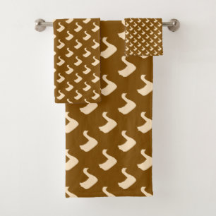 Ducky Duck Diagonal Brown    Bath Towel Set