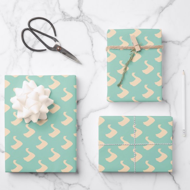 Ducky Duck Diagonal Decorator Lt Teal  Wrapping Paper Sheet (Front)