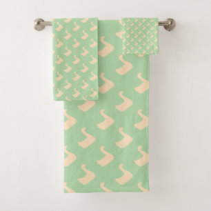 Ducky Duck Diagonal Lime Green Kids  Bath Towel Set