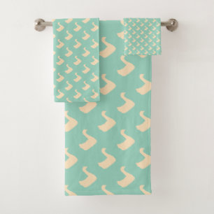 Ducky Duck Diagonal Lt Teal Bath Towel Set