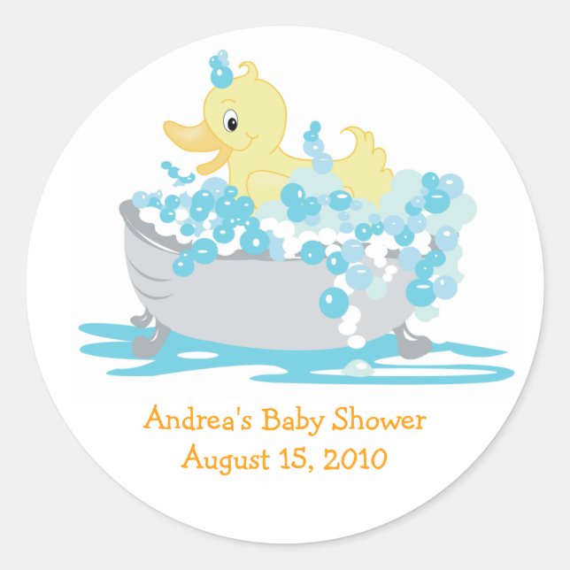 Ducky Duck in Tub Favour Stickers (Front)