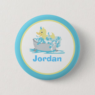 Ducky Duck in Tub Personalized Button Template