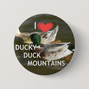 Ducky duck mountains. 2 inch round button
