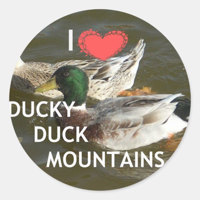 Ducky duck mountains. classic round sticker (Front)