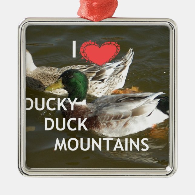 Ducky duck mountains. metal ornament (Front)