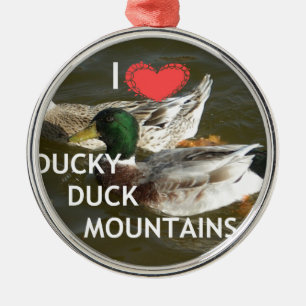 Ducky duck mountains. metal ornament