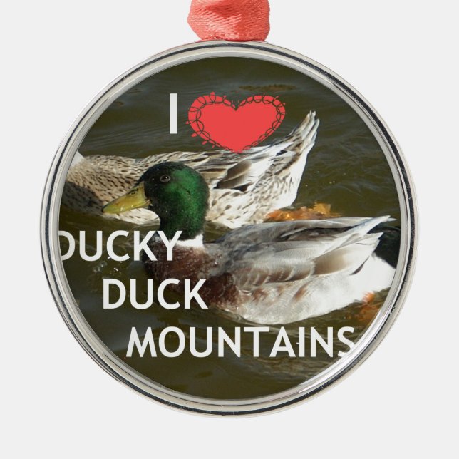 Ducky duck mountains. metal ornament (Front)