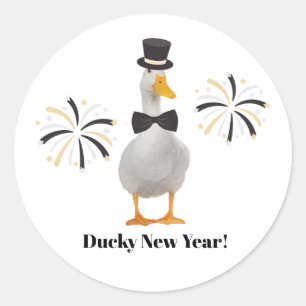 Ducky New Year Classic Round Sticker