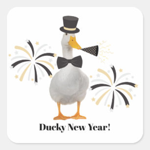Ducky New Year Square Sticker