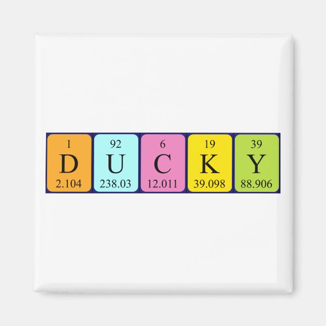 Ducky periodic table name magnet (Front)