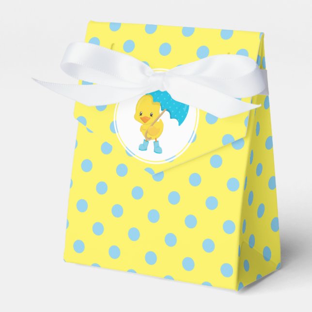 Ducky with Umbrella and Polka Dots Favor Box (Front Side)