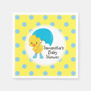 Ducky with Umbrella Baby Shower Napkin