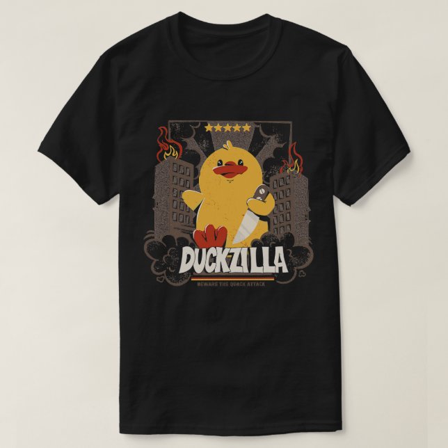 Duckzilla Funny Duck Attack by Tobe Fonseca T-Shirt (Design Front)