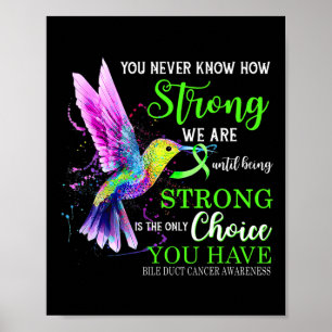 Duct Cancer Awareness Green Strong Hummingbird Poster