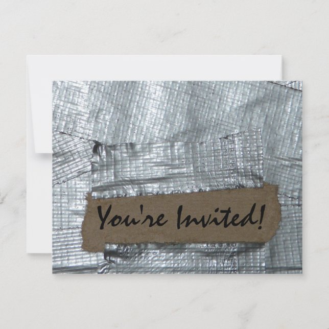 Duct Tape and Ripped Cardboard  Tag Invitation (Front)