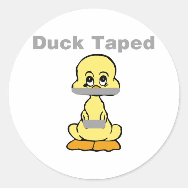 Duct Tape Humor Yellow Duck Taped Classic Round Sticker (Front)