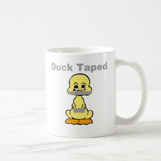 Duct Tape Humor Yellow Duck Taped Coffee Mug (Right)