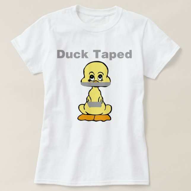 Duct Tape Humor Yellow Duck Taped T-Shirt (Design Front)