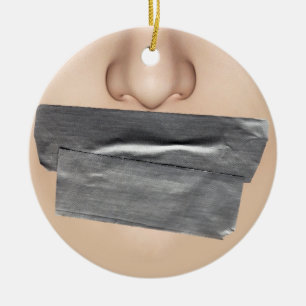 Duct Tape Mouth Ceramic Ornament