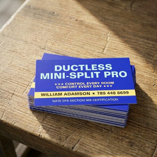 Ductless Mini Split Pro Services   HVAC Specialist Business Card