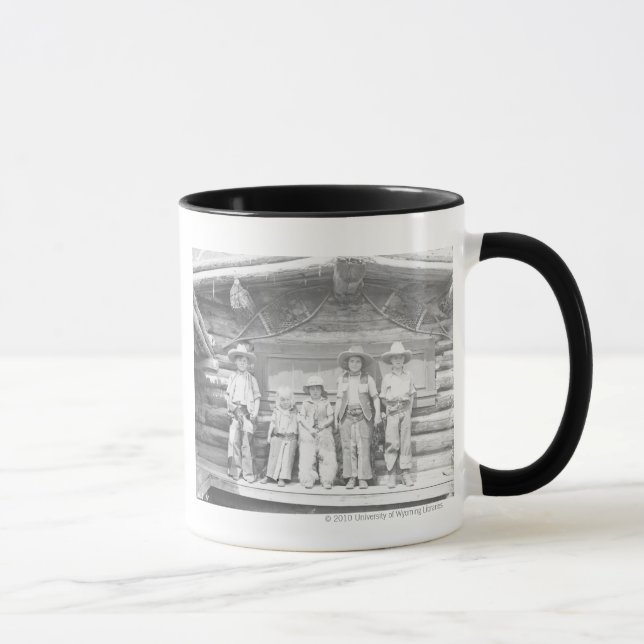 Dude ranch photo of children in cowboy clothes mug (Right)