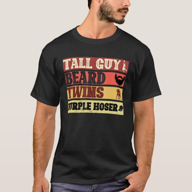 dude tall guy beard twins purple hoser Perfect for T-Shirt (Front)