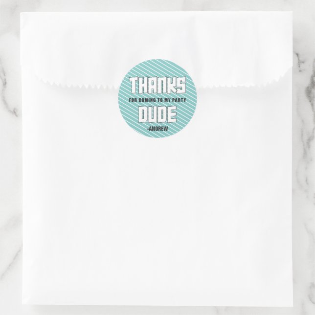 Dude Teal and Black Panda Birthday Thank You Classic Round Sticker (Bag)