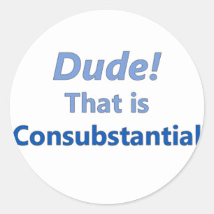 Dude! That is consubstantial Classic Round Sticker