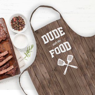Dude with the Food Funny Barn Wood Grilling Apron