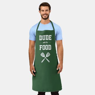 Dude with the Food Funny Hunter Green Grilling Apron