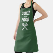 Dude with the Food Funny Hunter Green Grilling Apron (Insitu)