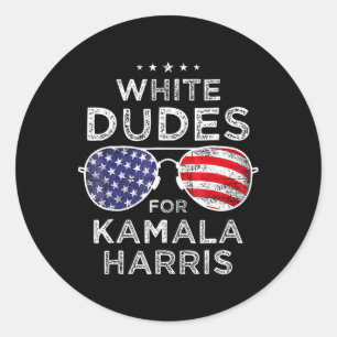 Dudes For Kamala Harris Sungles Retro Classic Round Sticker