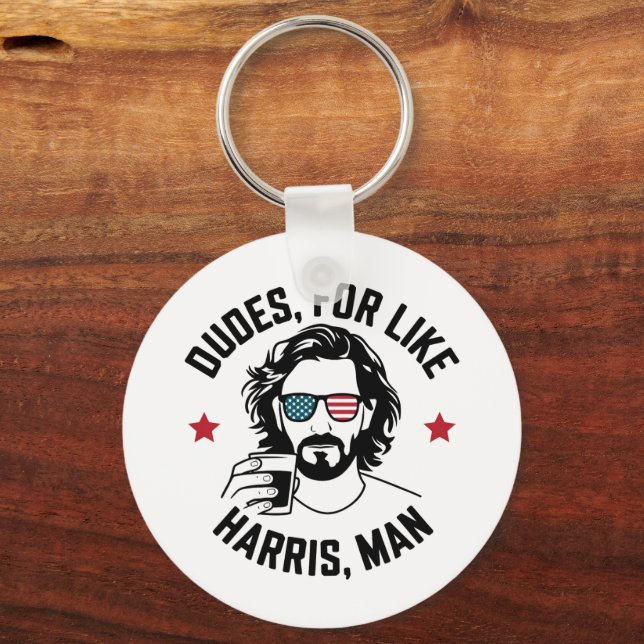 Dudes For Like Harris Man White Dudes For Harris  Keychain (Front)