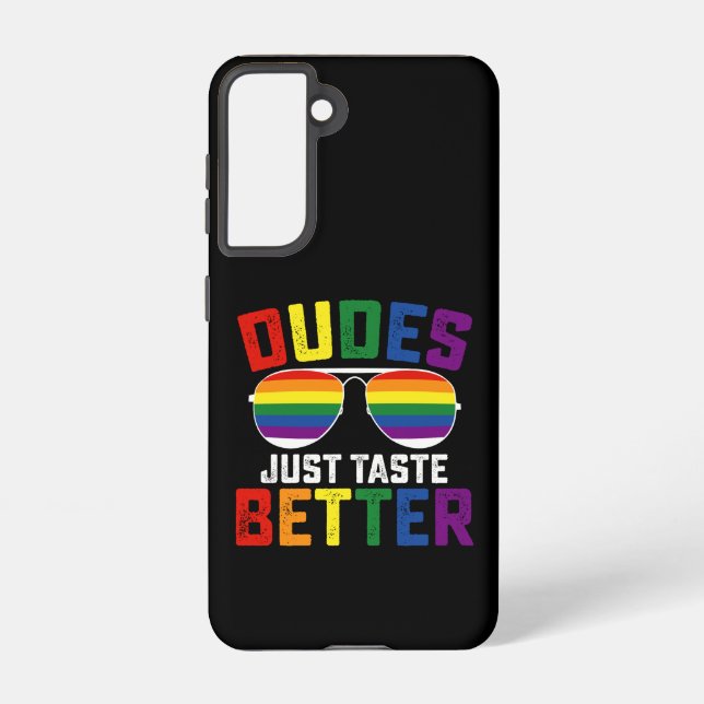 Dudes Just Taste Better Funny Gay LGBT Pride Samsung Galaxy S21 Case (Back)