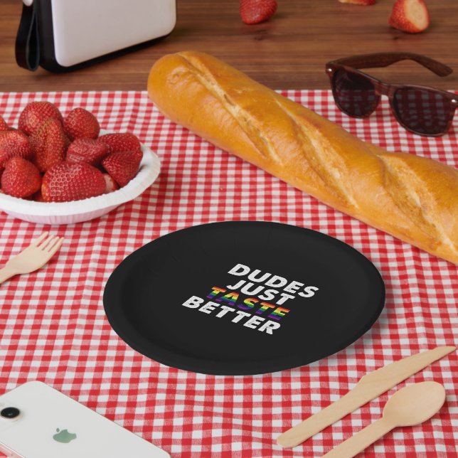 Dudes Just Taste Better Gay Pride Gift Idea Paper Plate (Picnic)