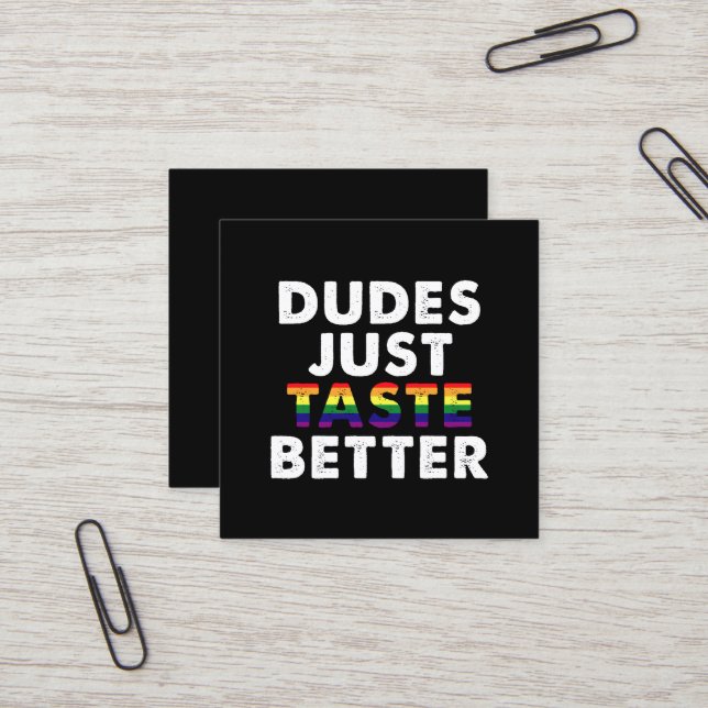 Dudes Just Taste Better Gay Pride Gift Idea Square Business Card (Front/Back In Situ)