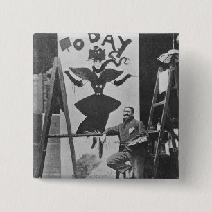Dudley Hardy painting a poster 2 Inch Square Button